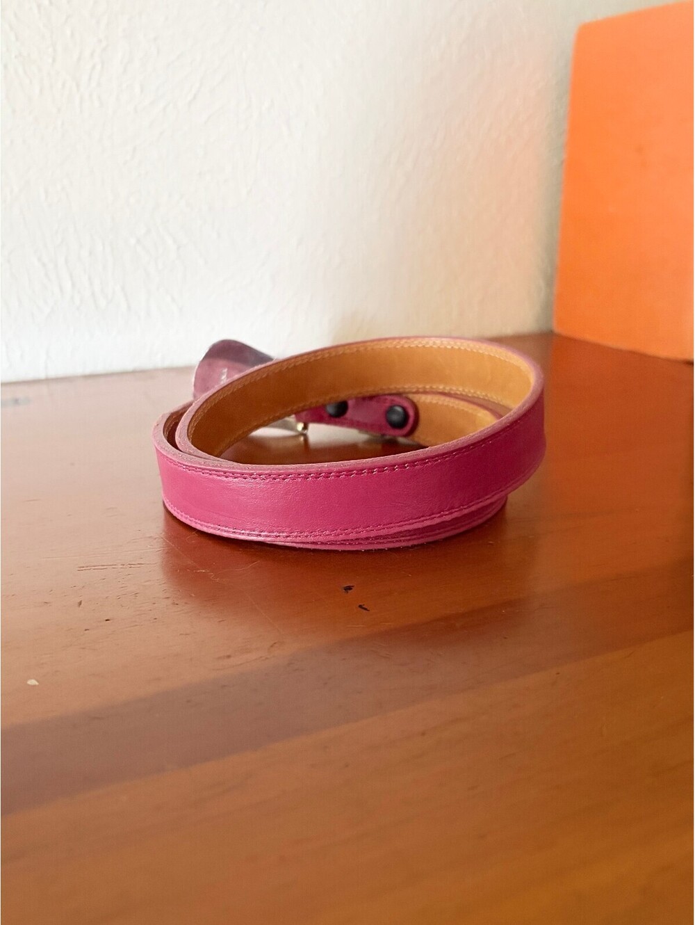 Western Pink Leather Belt with Silver Tone Southwestern Accents SZ 32 - Picture 2 of 4